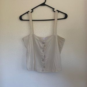 Lacausa Button Front Raw Silk/Silk Noil Tank Top